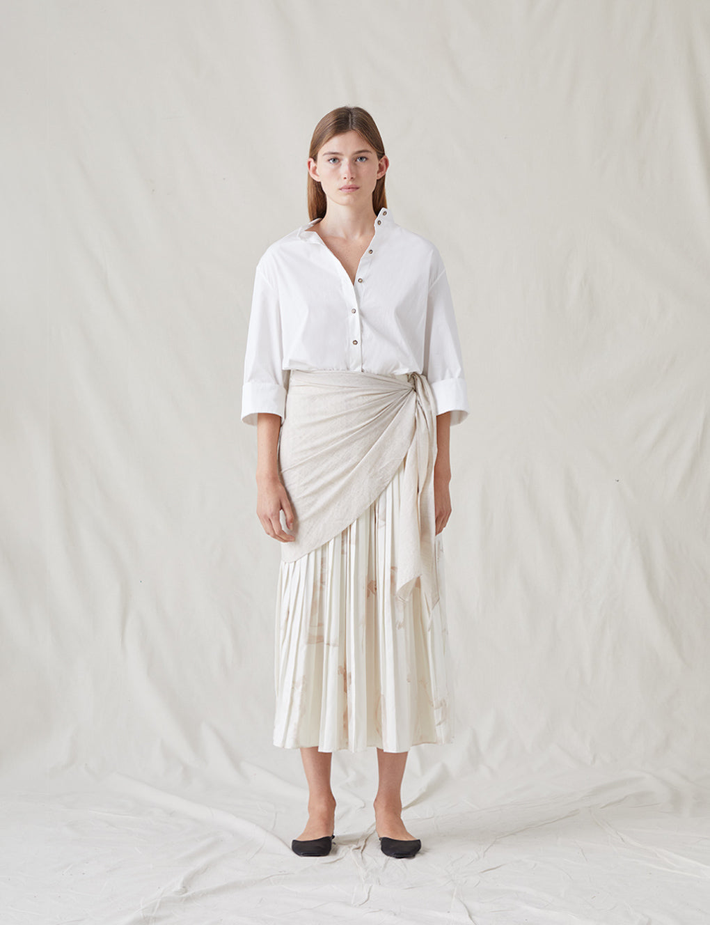 The Pleated Shirt Dress with Painted Figures