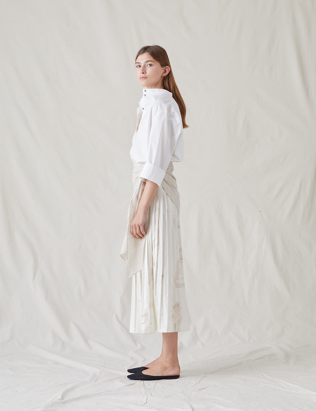 The Pleated Shirt Dress with Painted Figures