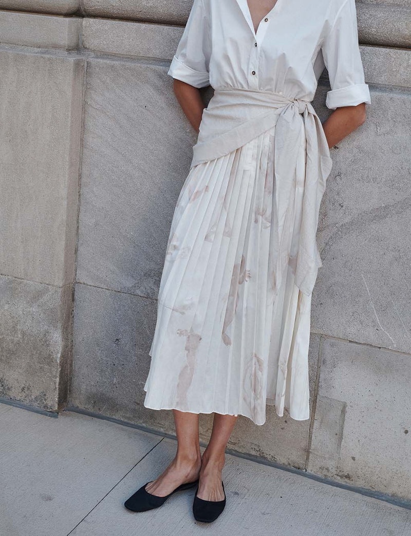 The Pleated Shirt Dress with Painted Figures