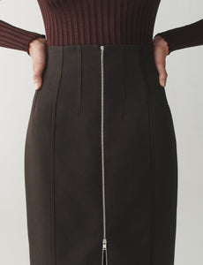 The Zip Pencil Skirt in Fluid Wool Suiting – Attersee