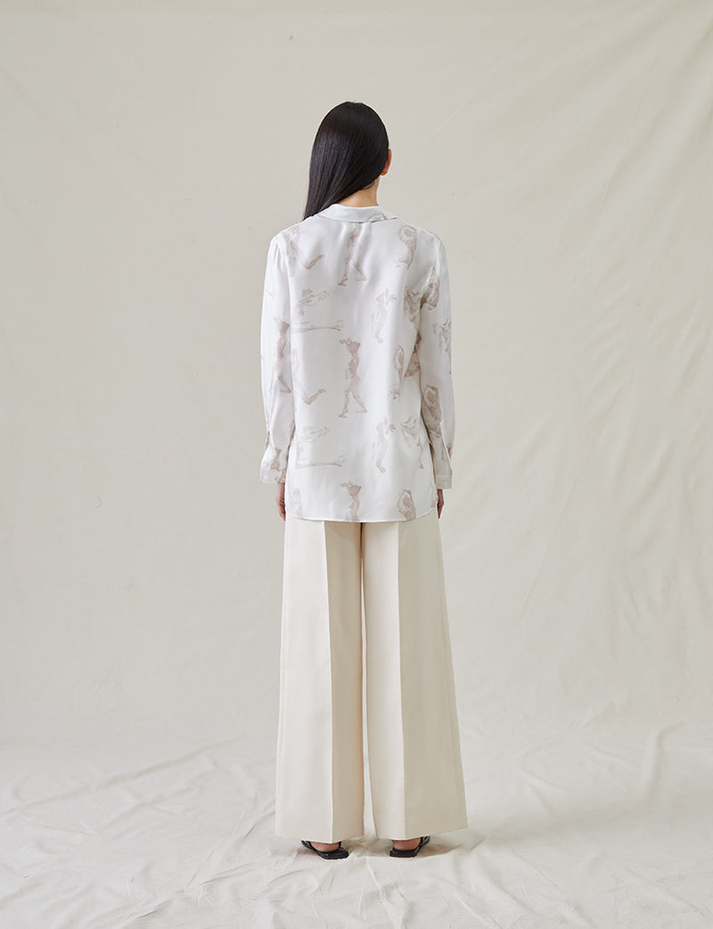 The Silk Pajama Top with Painted Figures