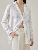 The Silk Pajama Top with Painted Figures