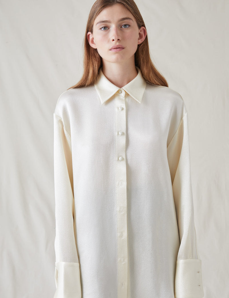 The Evening Shirt in Hammered Satin