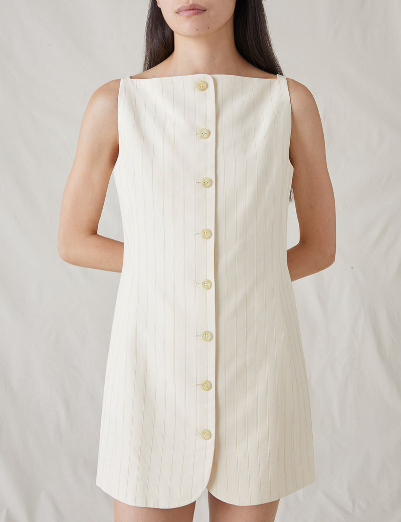 The Sculpted Mini Dress in Tonal Stripe