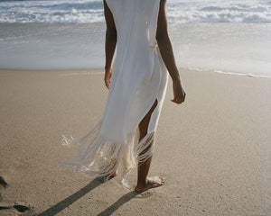Attersee Linen Fringe Dress Oyster - Size 3