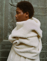 The Boucle Poncho with Detachable Scarf