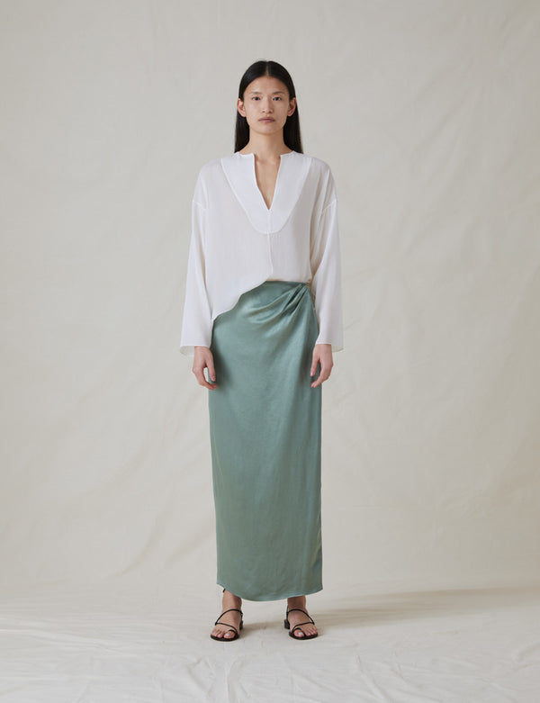 The Satin Draped Skirt