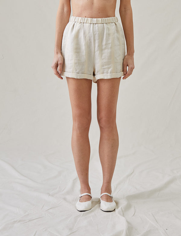 The Rolled Shorts in Bari Stripe