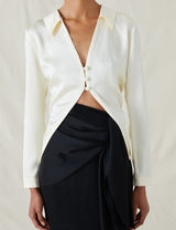 The Satin Button Top